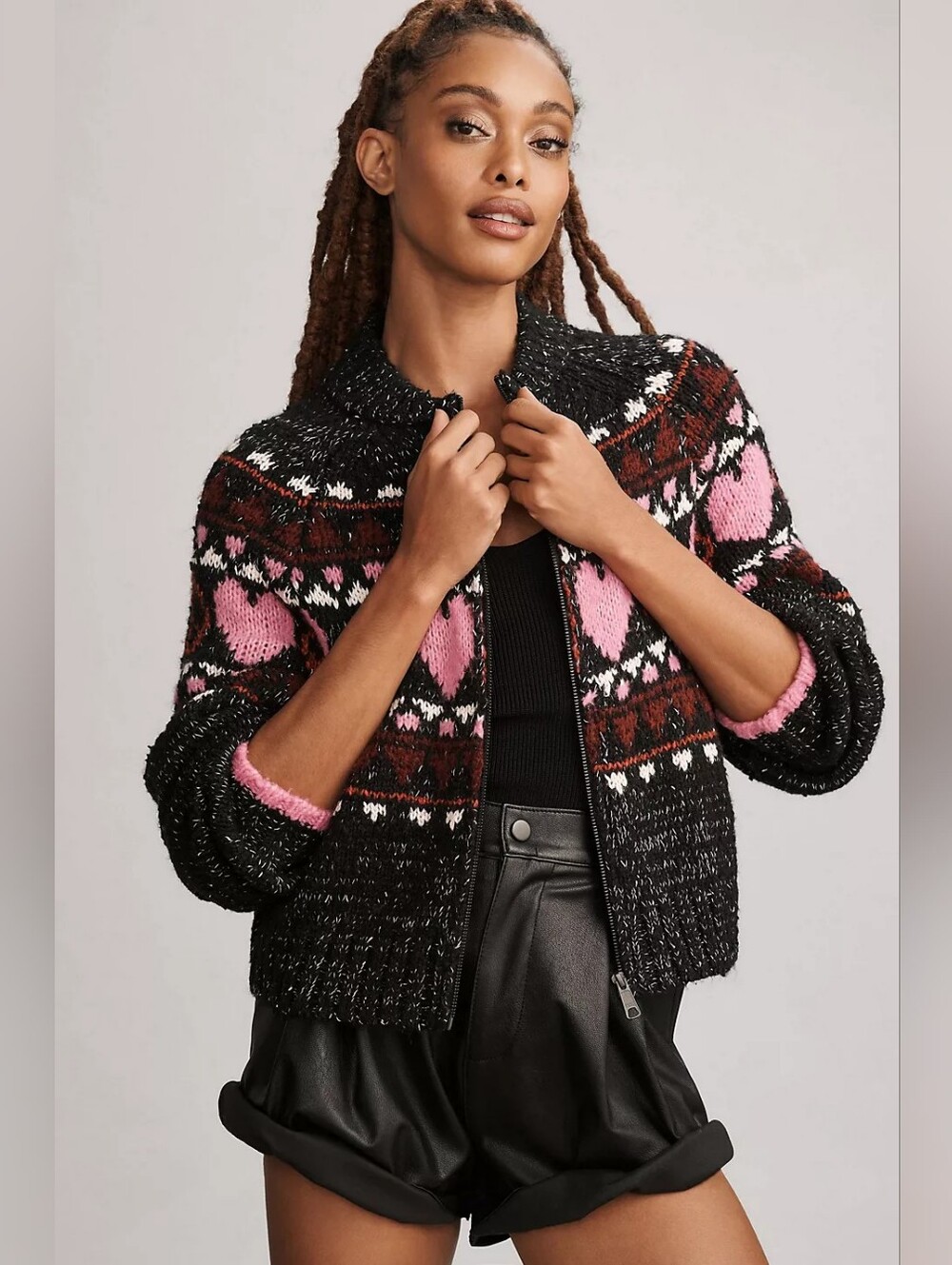 Anthropologie Pilcro Peace Love Icon Zip-Up Sweater Plus Size 1X or 2X